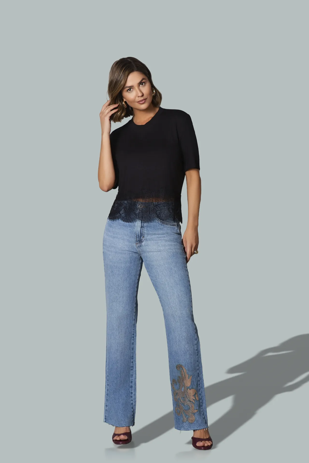 TPF00604 Blusa - CLF00573 Calça Wide Jeans