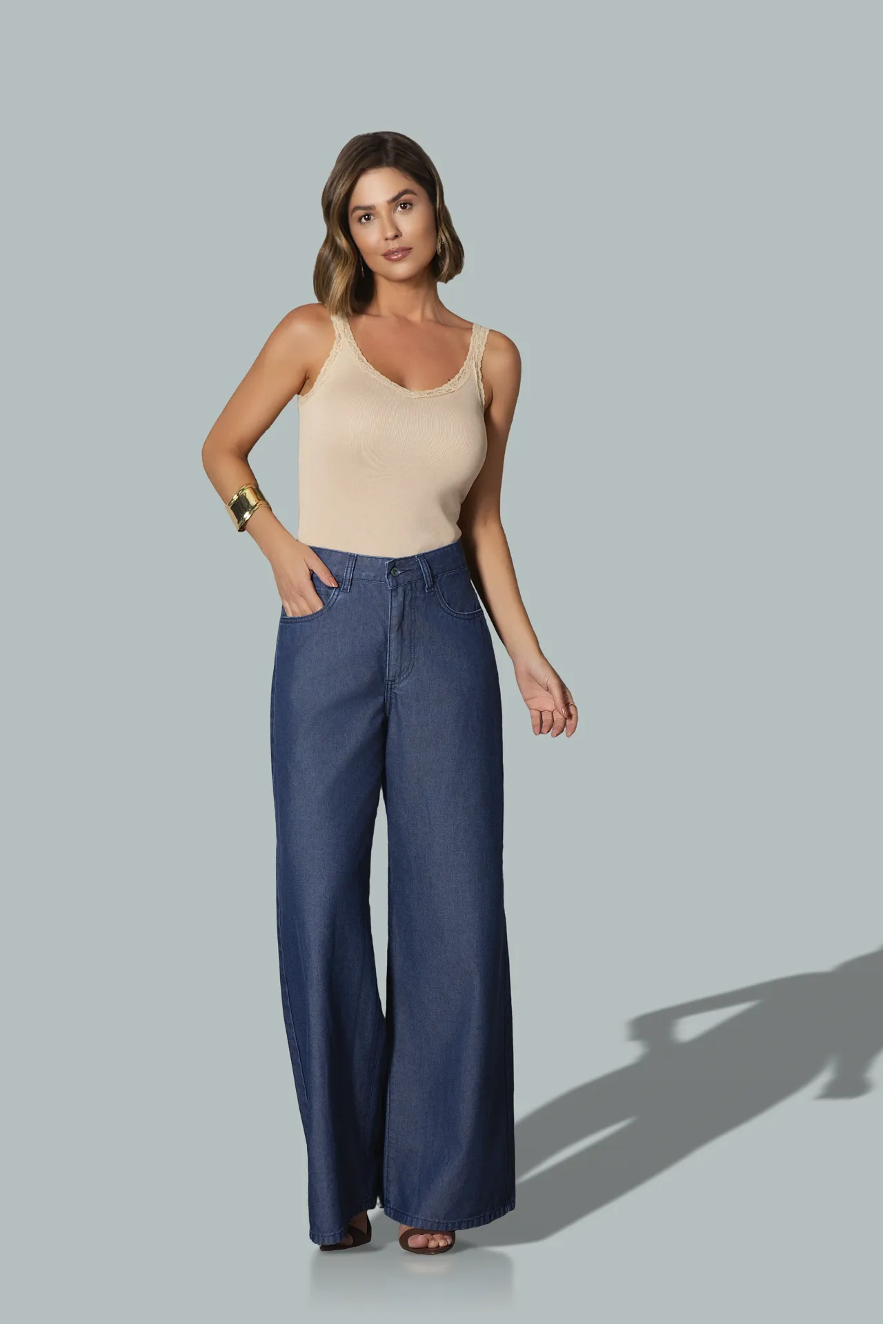 BLSP0006200 Blusa - CLF00641 Calça Pantalona Jeans