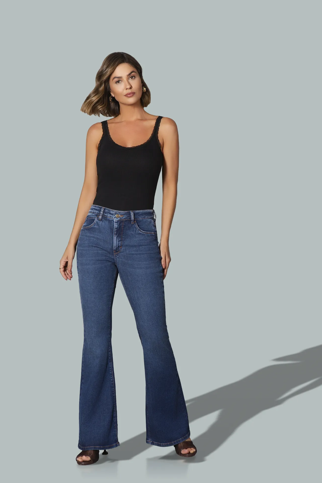BLSP0006200 Blusa - CLF00636 Calça Bootcut Jeans — frente